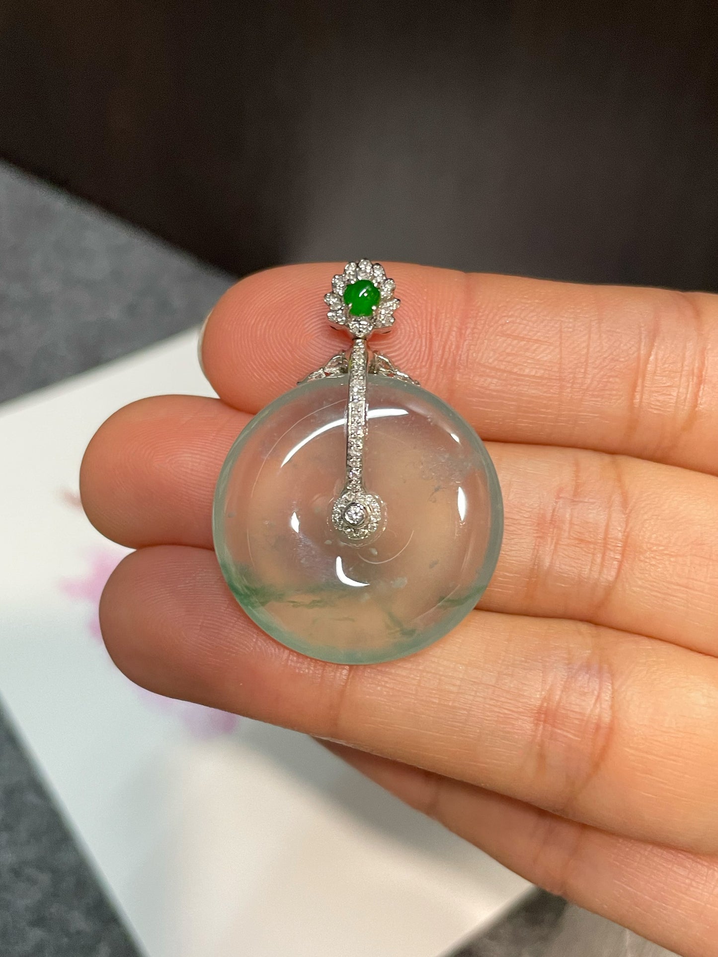 Glassy Jadeite Safety Coin Pendant (NJP001)