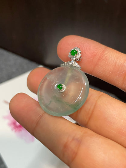 Glassy Jadeite Safety Coin Pendant (NJP001)