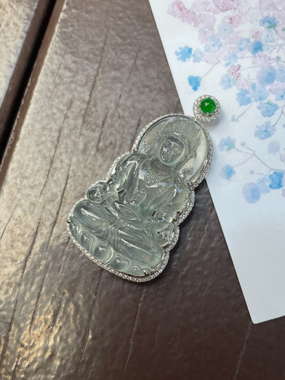 Glassy Jadeite Pendant - Green Tara (NJP006)