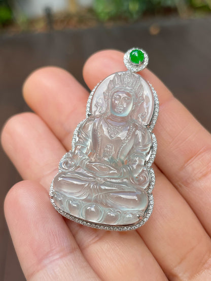 Glassy Jadeite Pendant - Green Tara (NJP006)