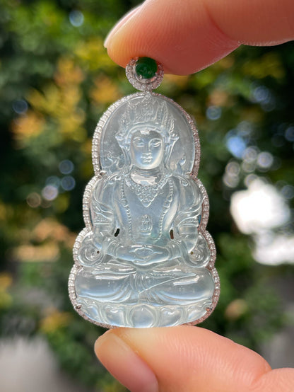 Glassy Jadeite Pendant - Green Tara (NJP006)