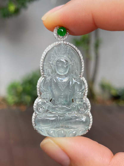 Glassy Jadeite Pendant - Green Tara (NJP006)