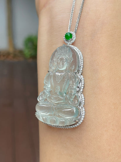 Glassy Jadeite Pendant - Green Tara (NJP006)