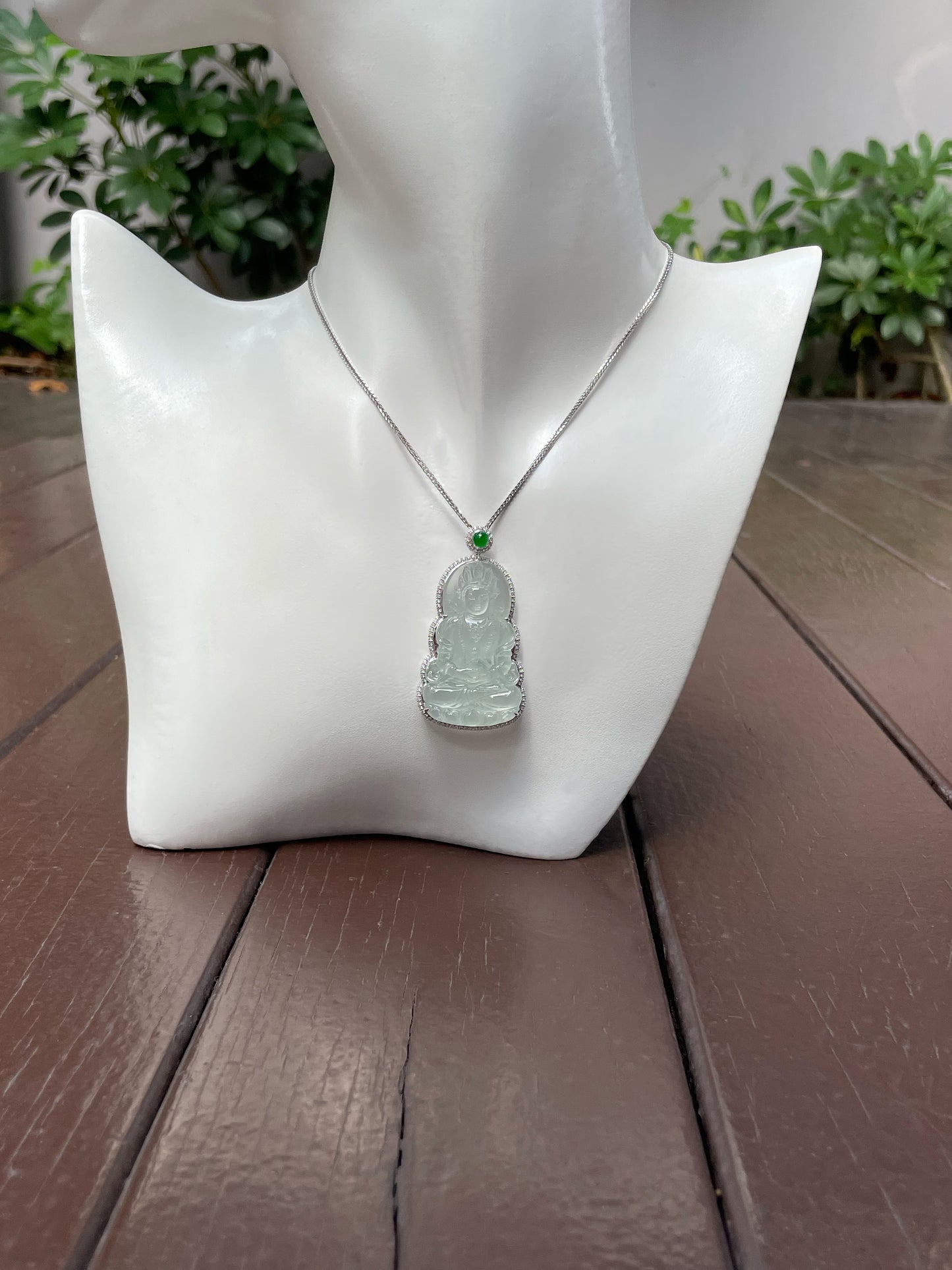 Glassy Jadeite Pendant - Green Tara (NJP006)