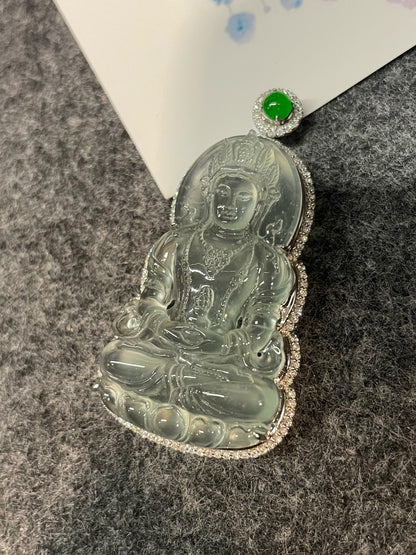 Glassy Jadeite Pendant - Green Tara (NJP006)