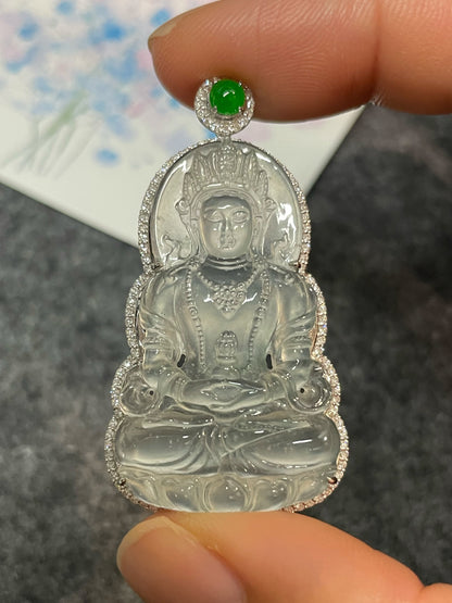 Glassy Jadeite Pendant - Green Tara (NJP006)