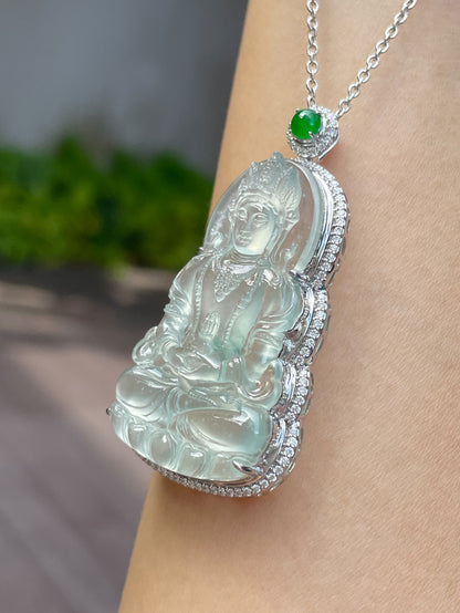 Glassy Jadeite Pendant - Green Tara (NJP006)