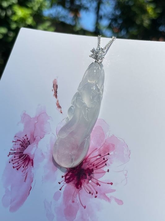 Glassy Jadeite Pendant -  Guan Yin 观音 (NJP013)