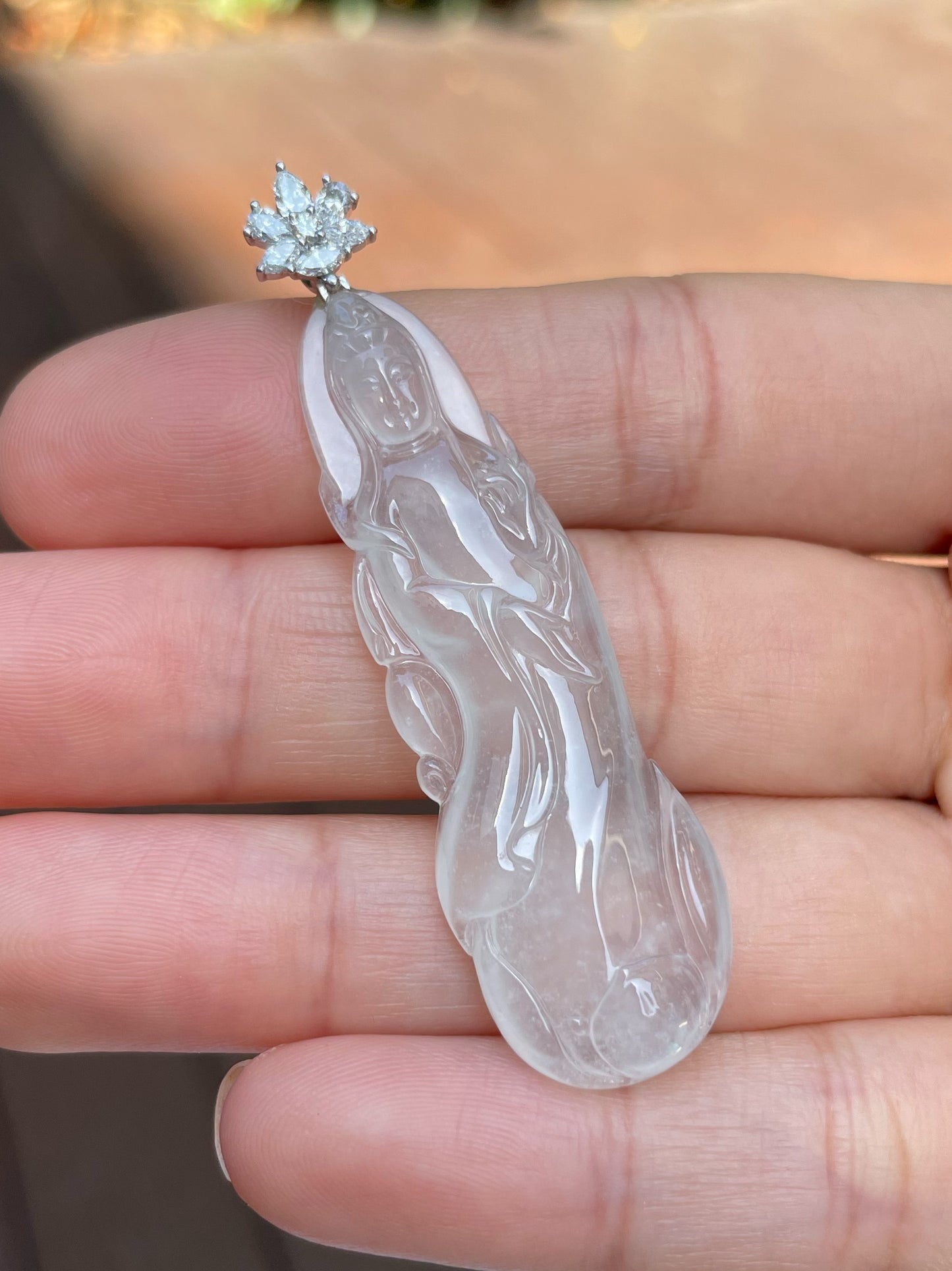 Glassy Jadeite Pendant -  Guan Yin 观音 (NJP013)