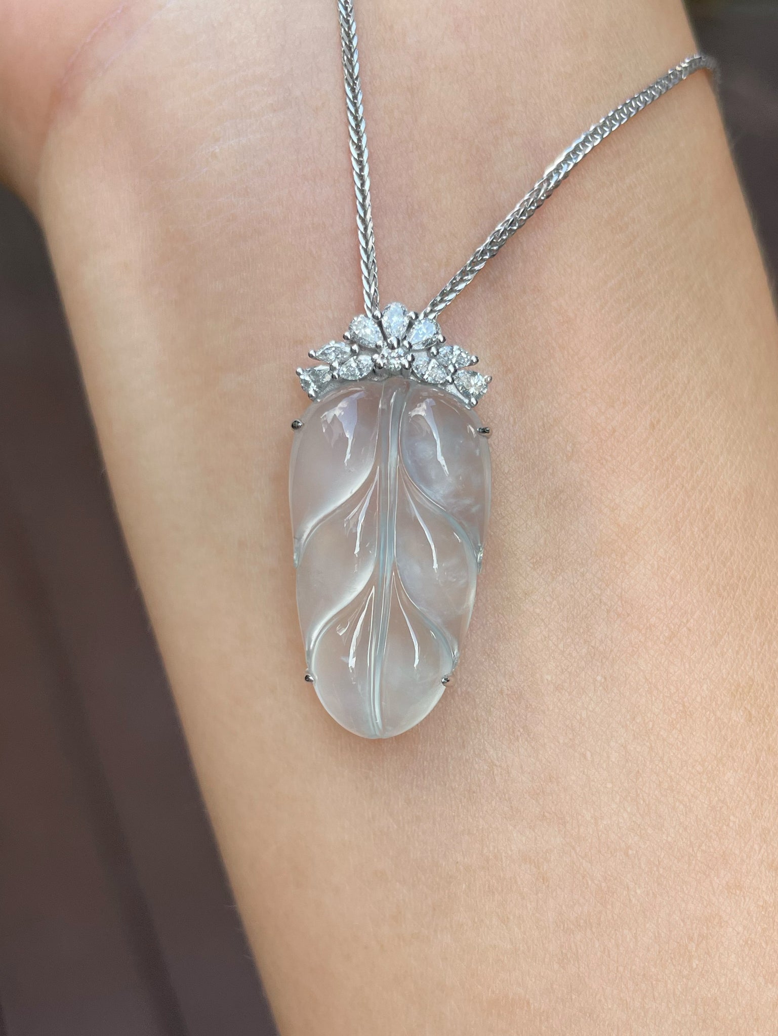 Icy Jade Leaf Pendant, Icy Jade Pendant