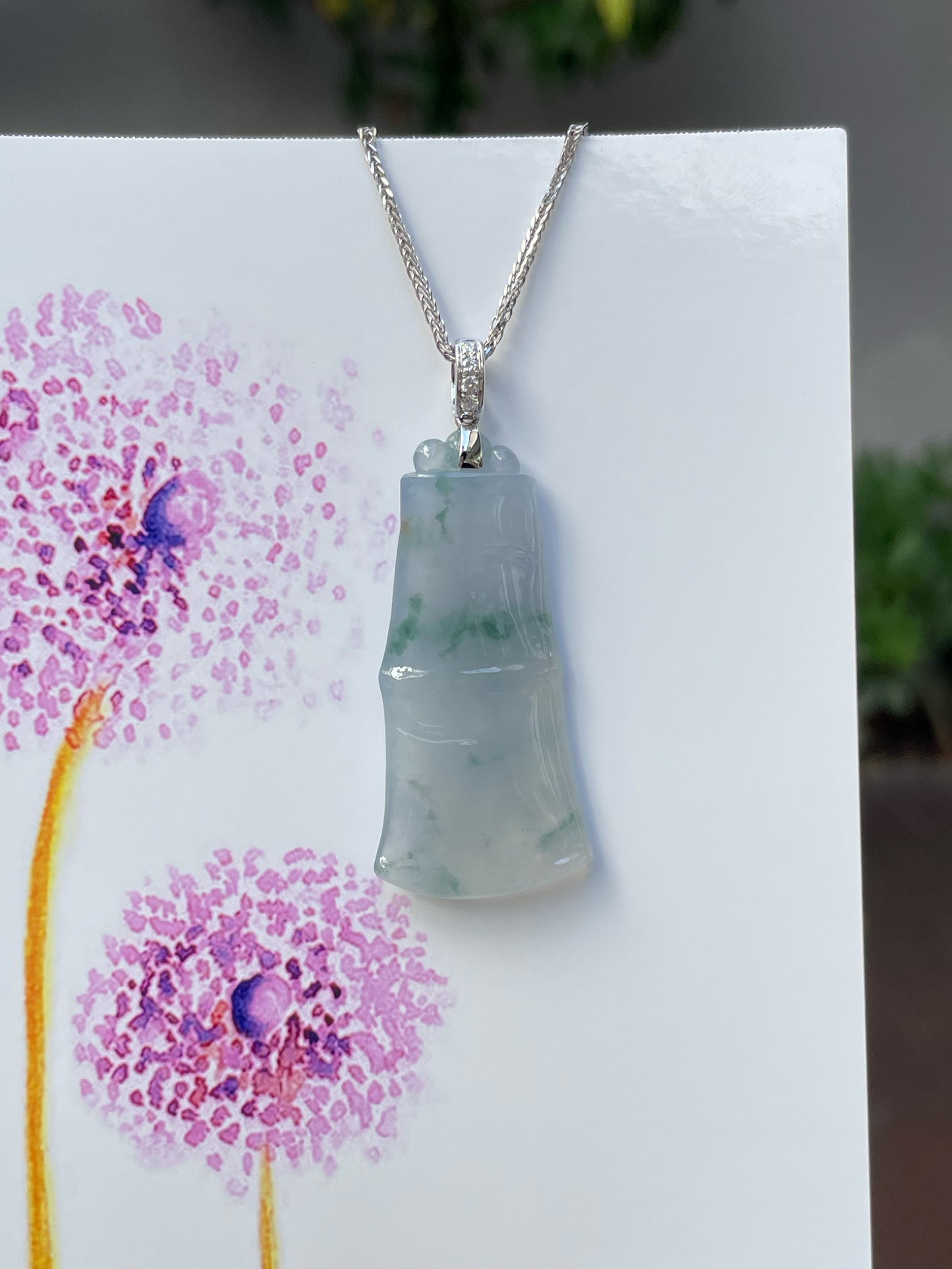 Lavender Jade Bamboo Pendant (NJP025)