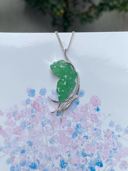 Icy Green Jade Pendant - Butterfly Fairy (NJP056)