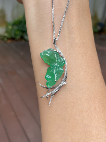 Icy Green Jade Pendant - Butterfly Fairy (NJP056)