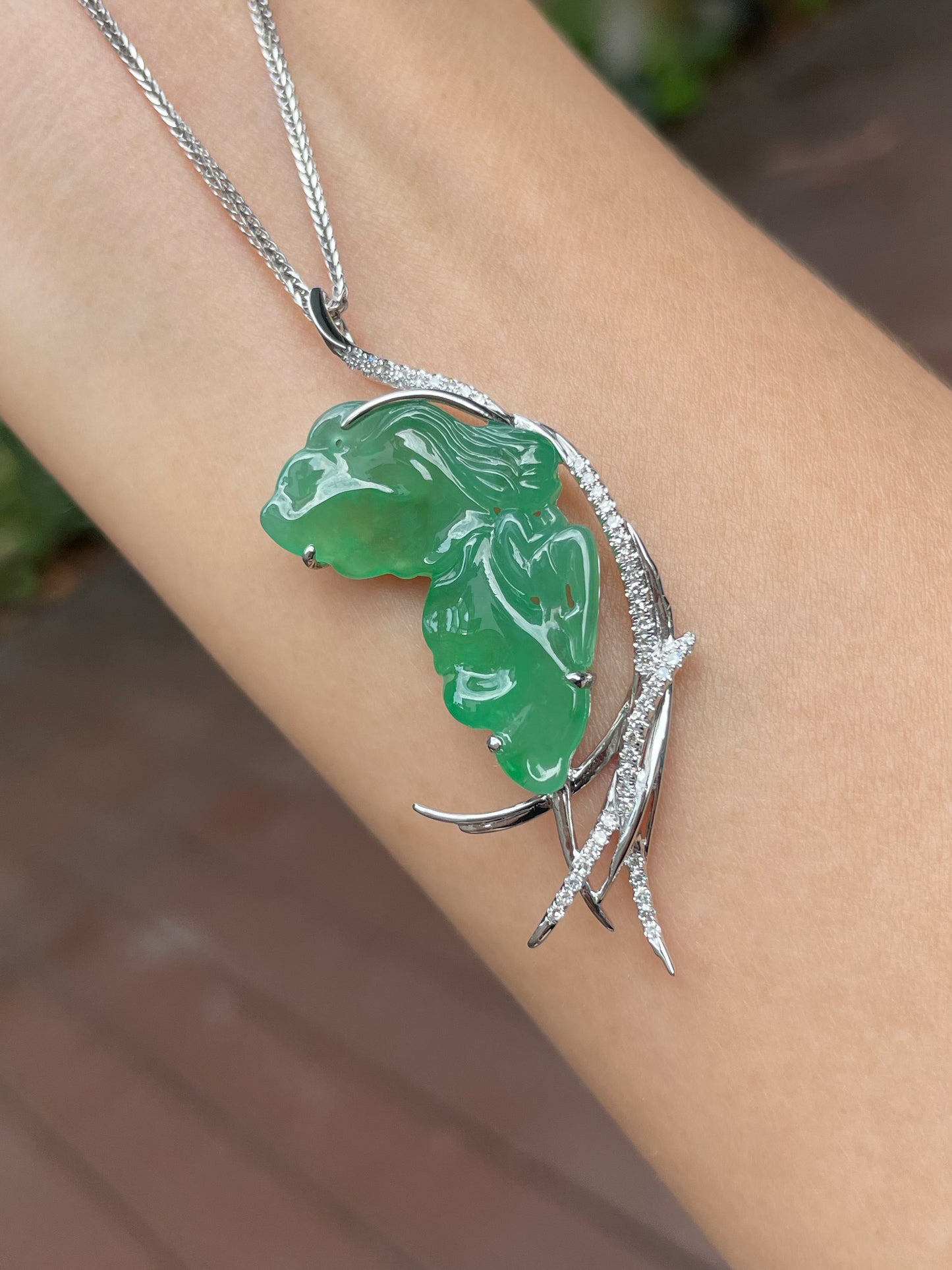 Icy Green Jade Pendant - Butterfly Fairy (NJP056)