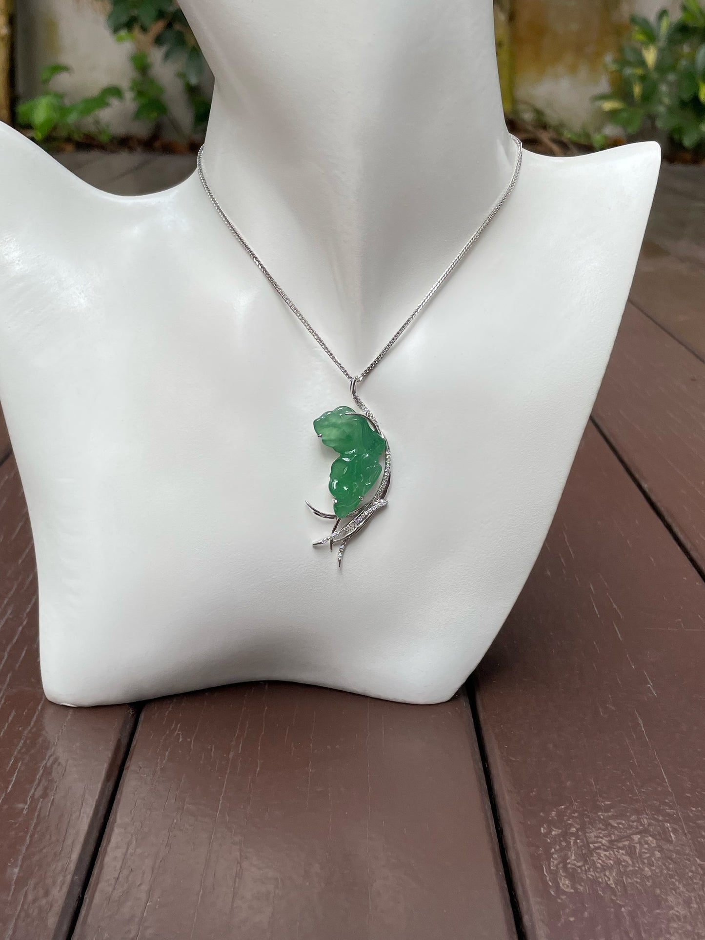 Icy Green Jade Pendant - Butterfly Fairy (NJP056)