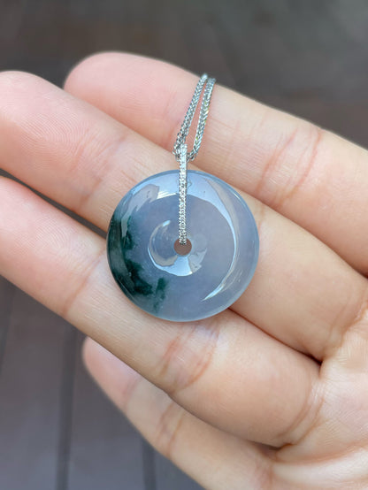 Lavender Jadeite Safety Coin Pendant - 平安扣 (NJP057)