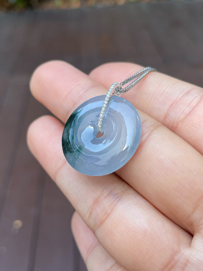 Lavender Jadeite Safety Coin Pendant - 平安扣 (NJP057)