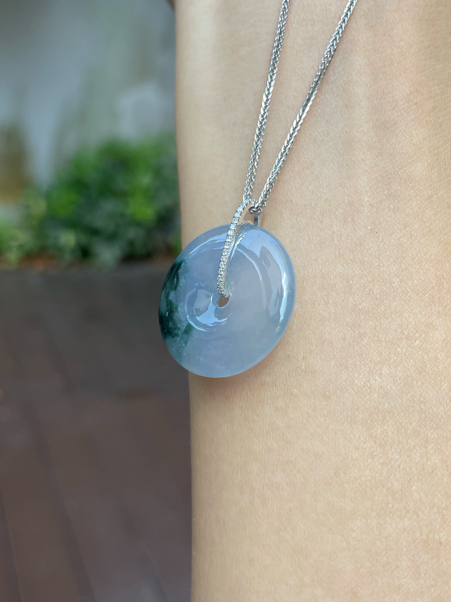 Lavender Jadeite Safety Coin Pendant - 平安扣 (NJP057)