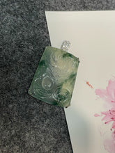 Load image into Gallery viewer, Icy Bluish Flower Jade Pendant - Dragon (NJP072)
