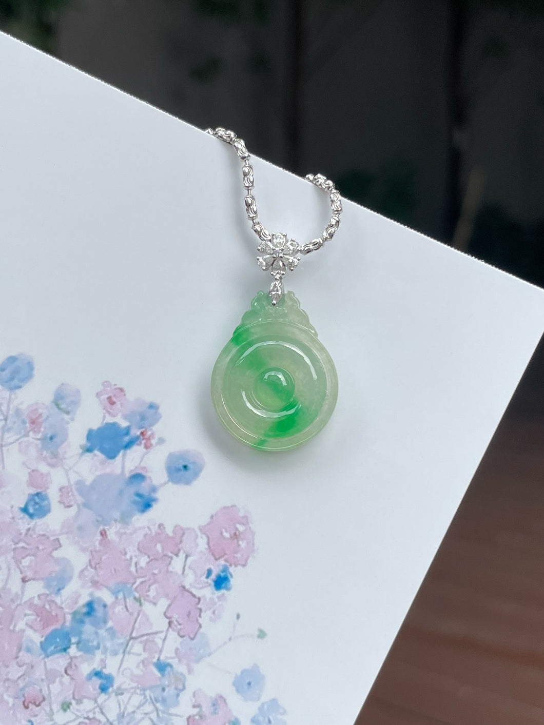Icy Green Jadeite Pendant - 福贝 (NJP073)
