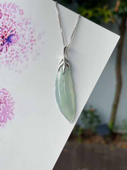 Icy Feather Jade Pendant (NJP087)