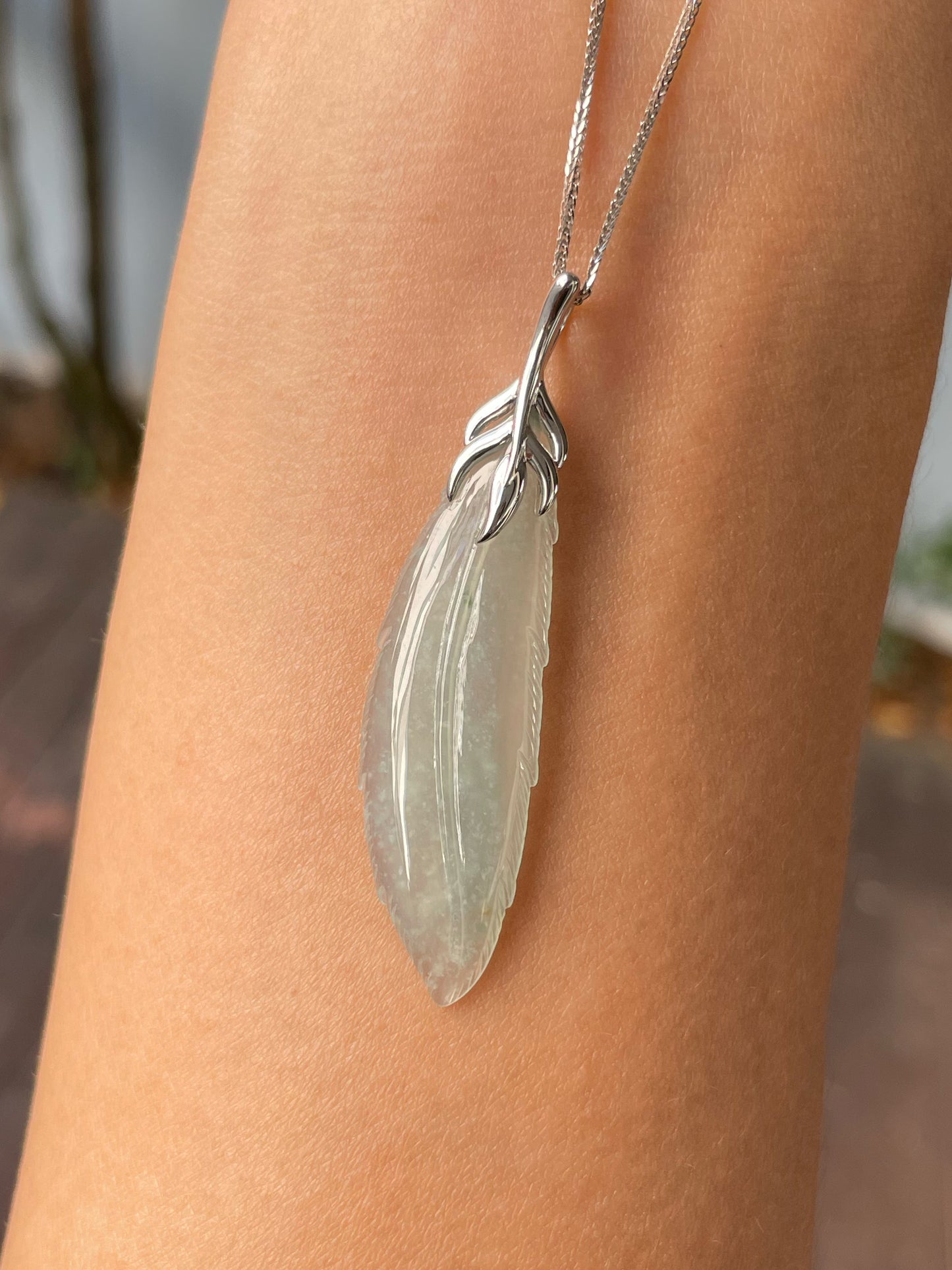 Icy Feather Jade Pendant (NJP087)