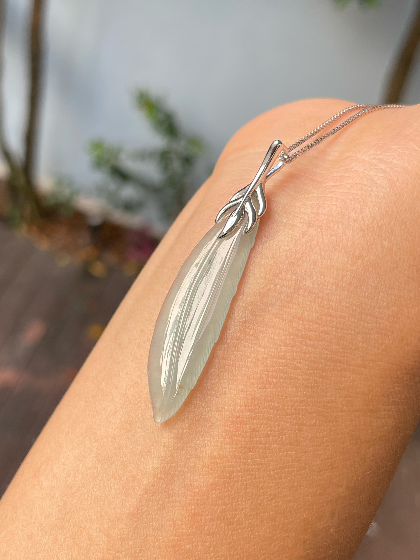 Icy Feather Jade Pendant (NJP087)