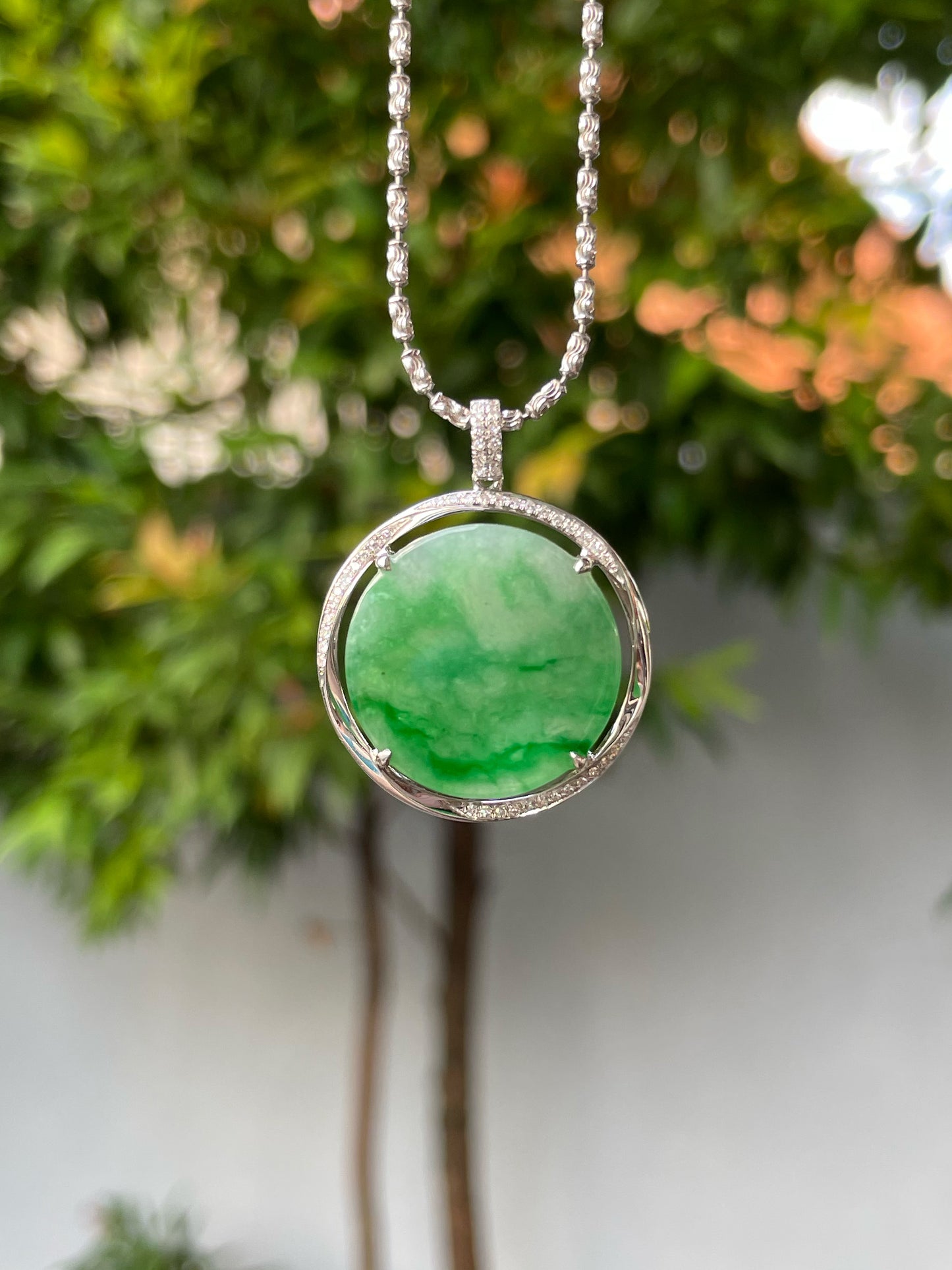 Green Jadeite Pendant - 平安无事牌 (NJP088)