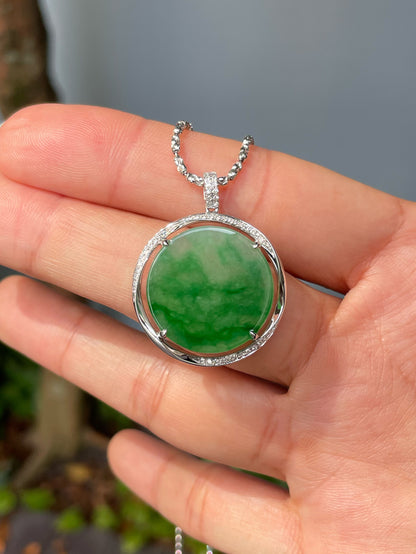 Green Jadeite Pendant - 平安无事牌 (NJP088)