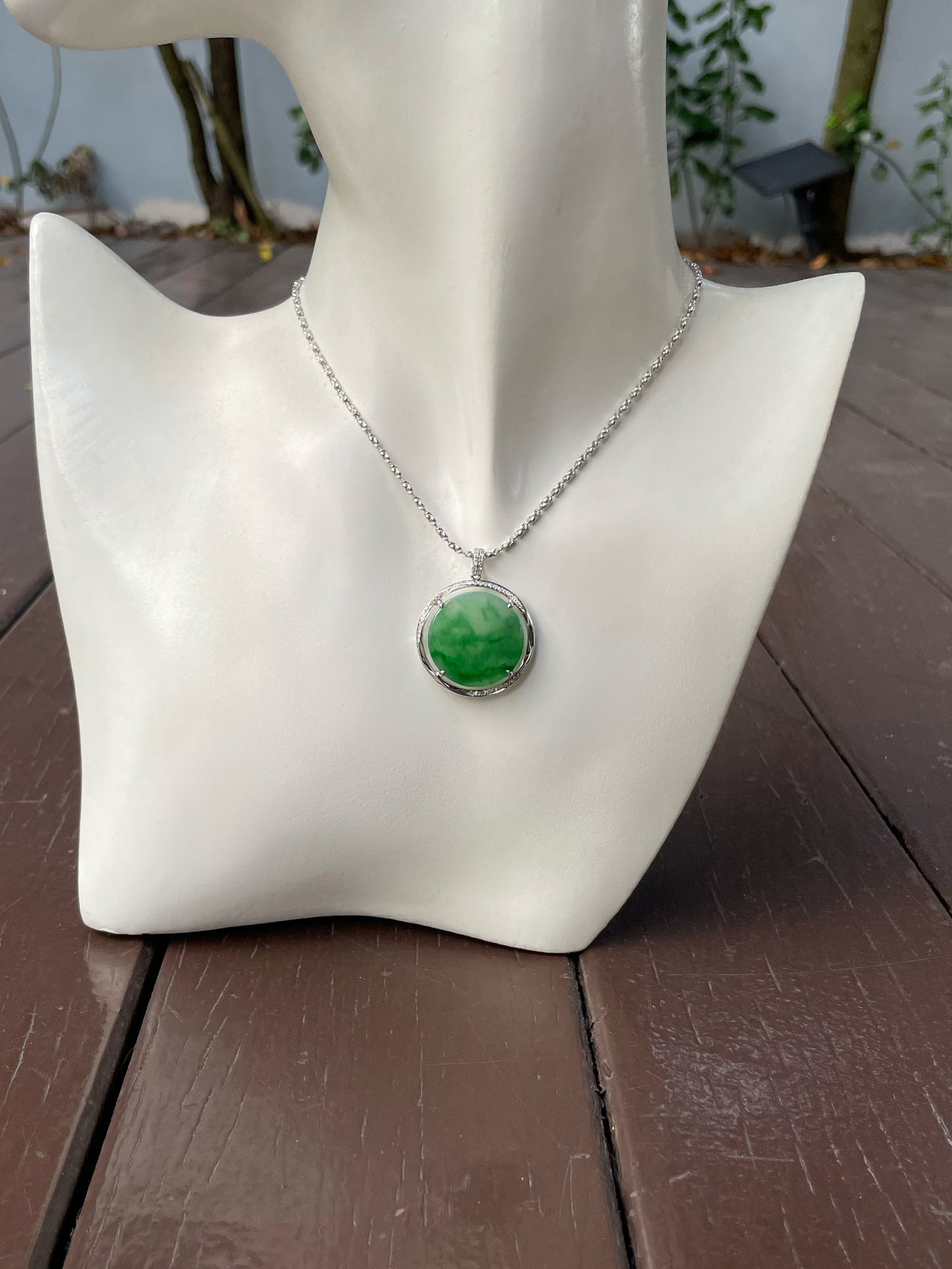 Green Jadeite Pendant - 平安无事牌 (NJP088)