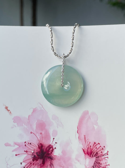 Icy Jadeite Safety Coin Pendant - 平安扣 (NJP091)