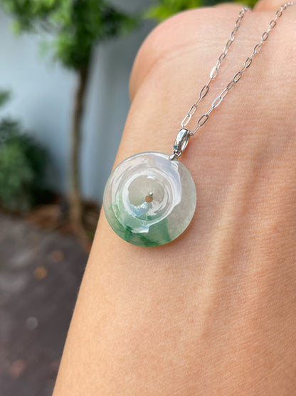 Icy Green Jadeite Safety Coin Pendant - 平安扣 (NJP094)