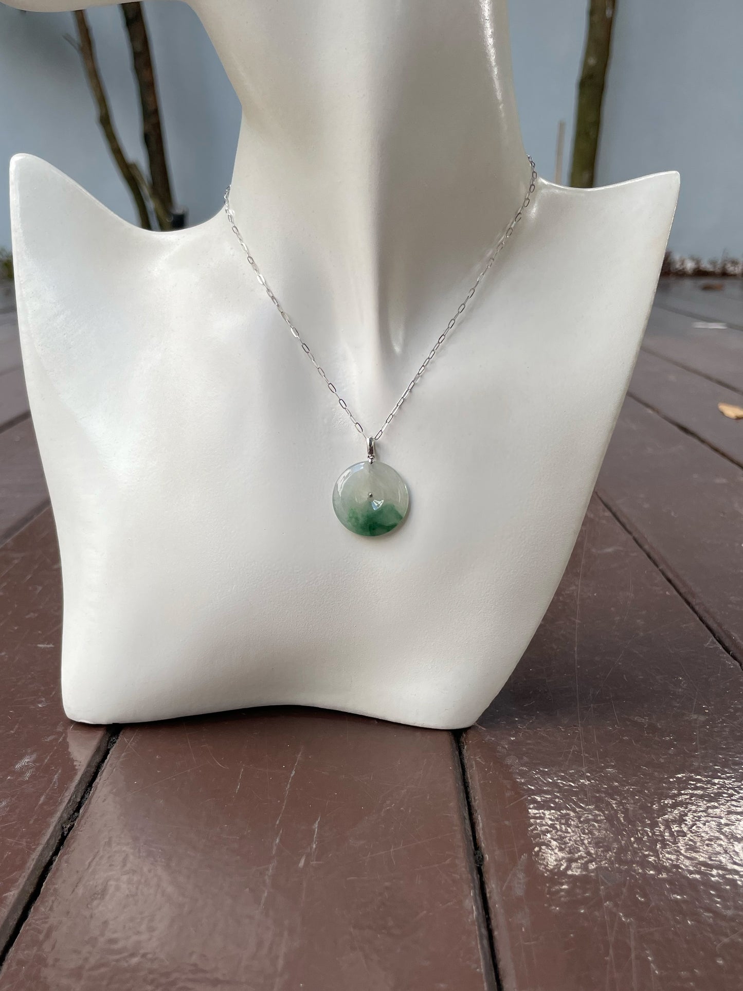 Icy Green Jadeite Safety Coin Pendant - 平安扣 (NJP094)