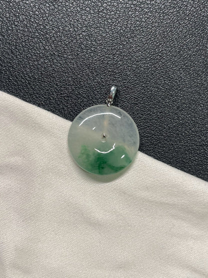 Icy Green Jadeite Safety Coin Pendant - 平安扣 (NJP094)