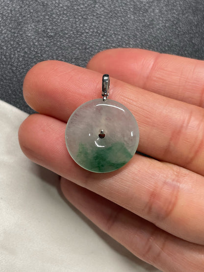 Icy Green Jadeite Safety Coin Pendant - 平安扣 (NJP094)