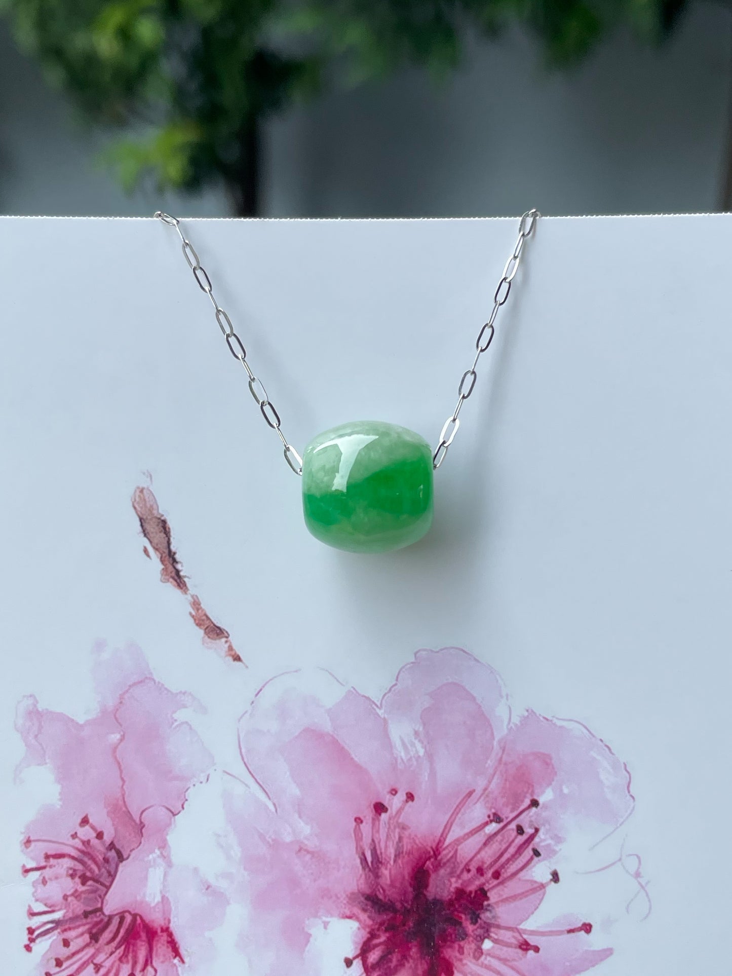 Green Jade Barrel Pendant - Lu Lu Tong 路路通 (NJP097)