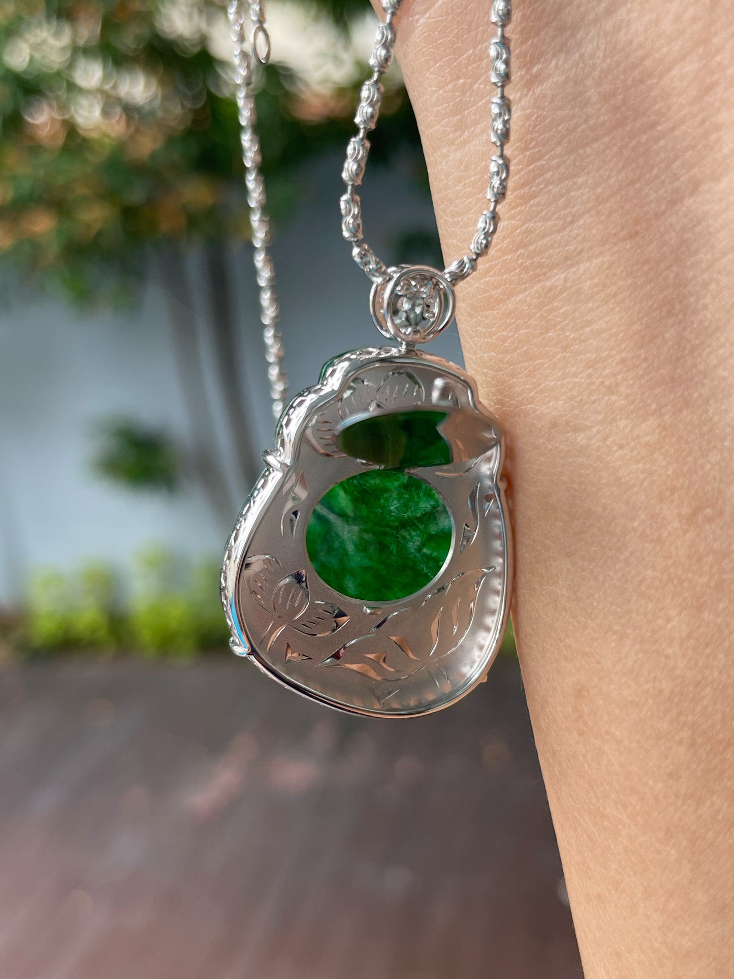 Green Jade Pendant - God Of Wealth 财神 (NJP103)