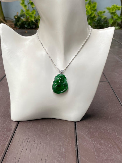 Green Jade Pendant - God Of Wealth 财神 (NJP103)