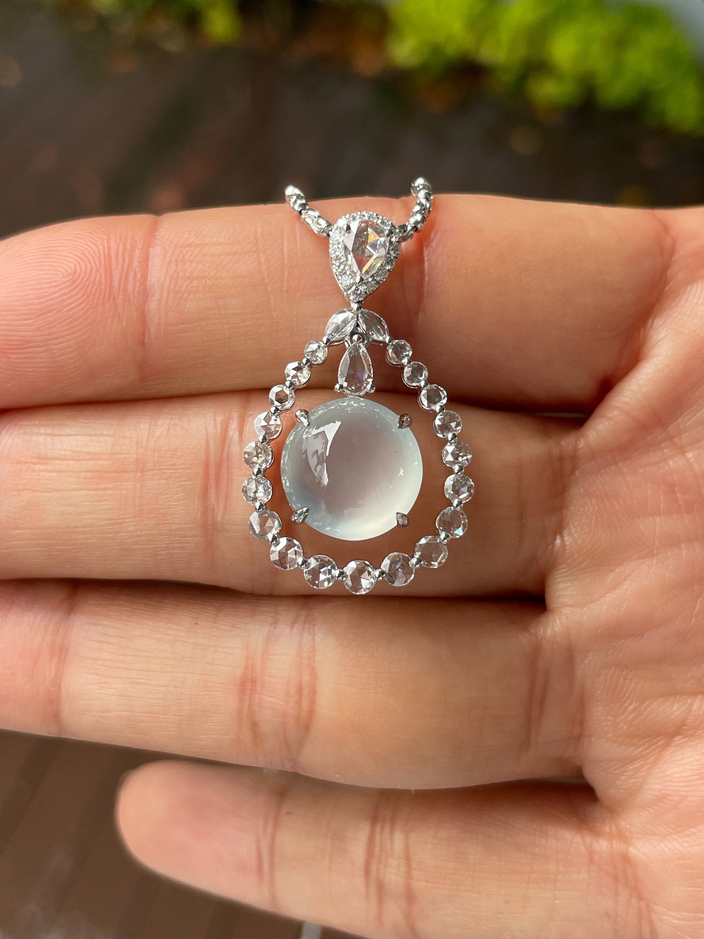 Glassy Jade Pendant - Cabochon (NJP106)