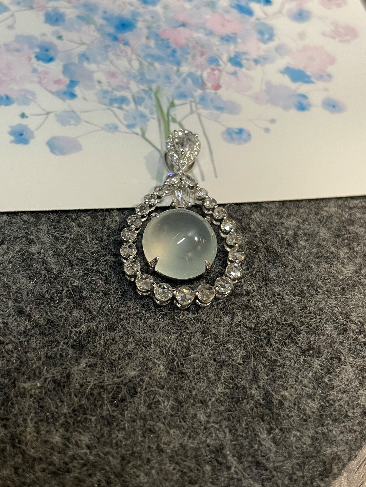 Glassy Jade Pendant - Cabochon (NJP106)