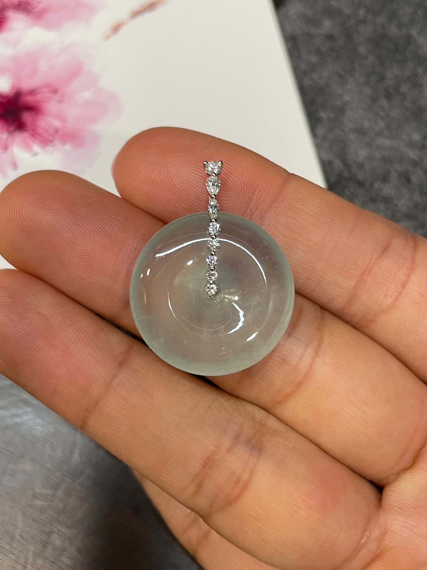 Icy Jadeite Safety Coin Pendant - 平安扣 (NJP107)