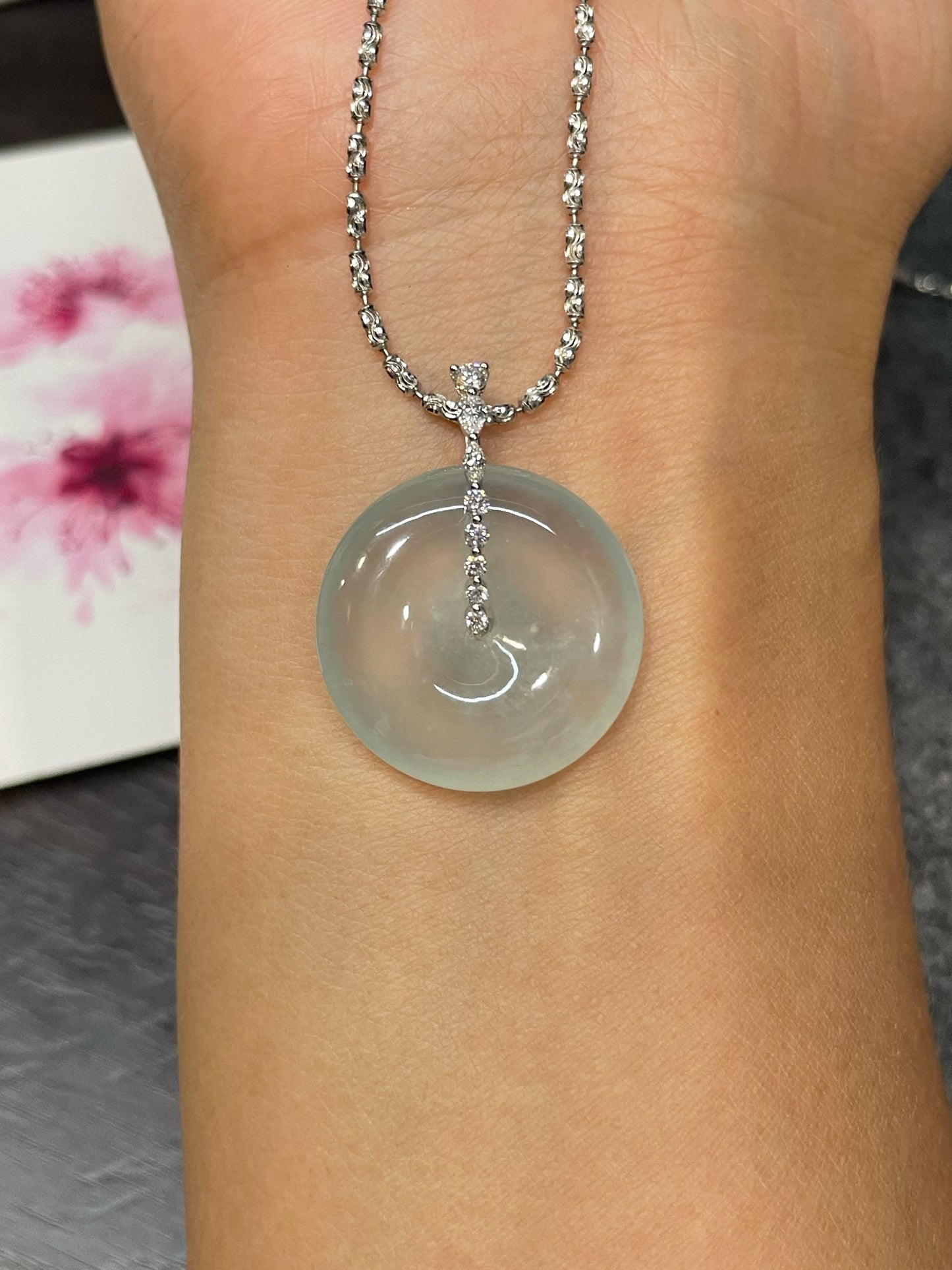 Icy Jadeite Safety Coin Pendant - 平安扣 (NJP107)