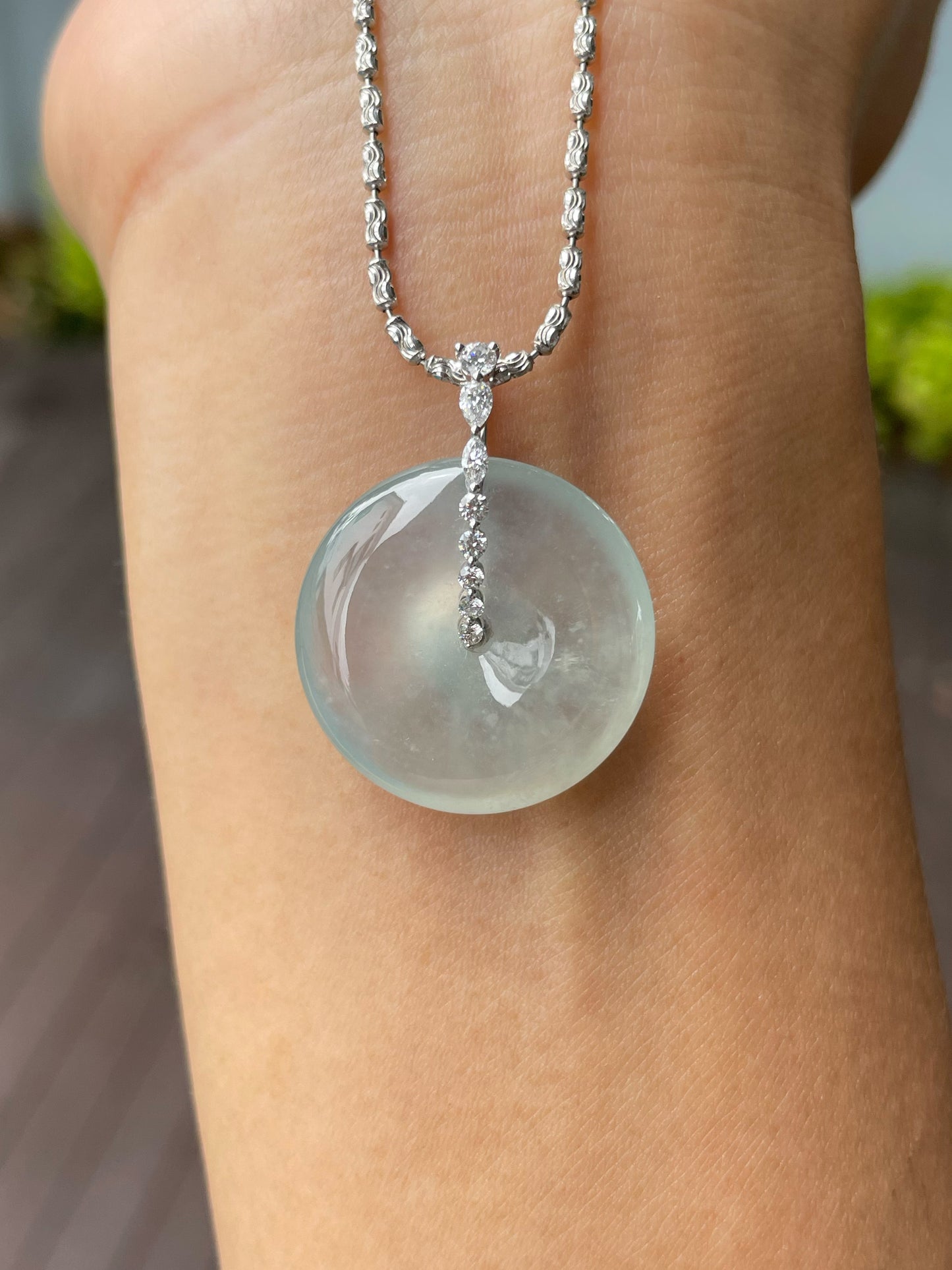 Icy Jadeite Safety Coin Pendant - 平安扣 (NJP107)