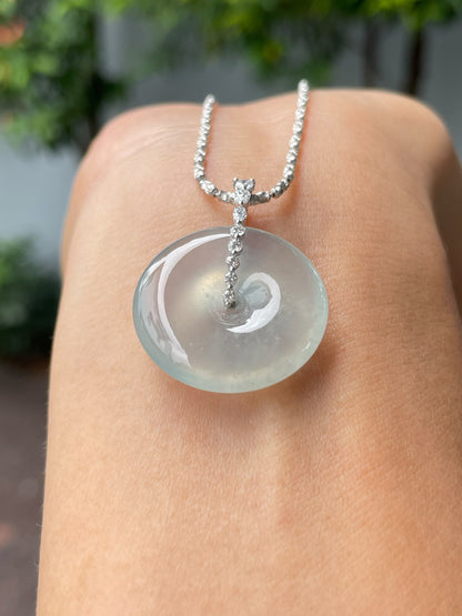 Icy Jadeite Safety Coin Pendant - 平安扣 (NJP107)