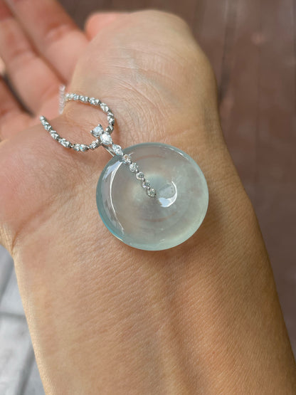 Icy Jadeite Safety Coin Pendant - 平安扣 (NJP107)