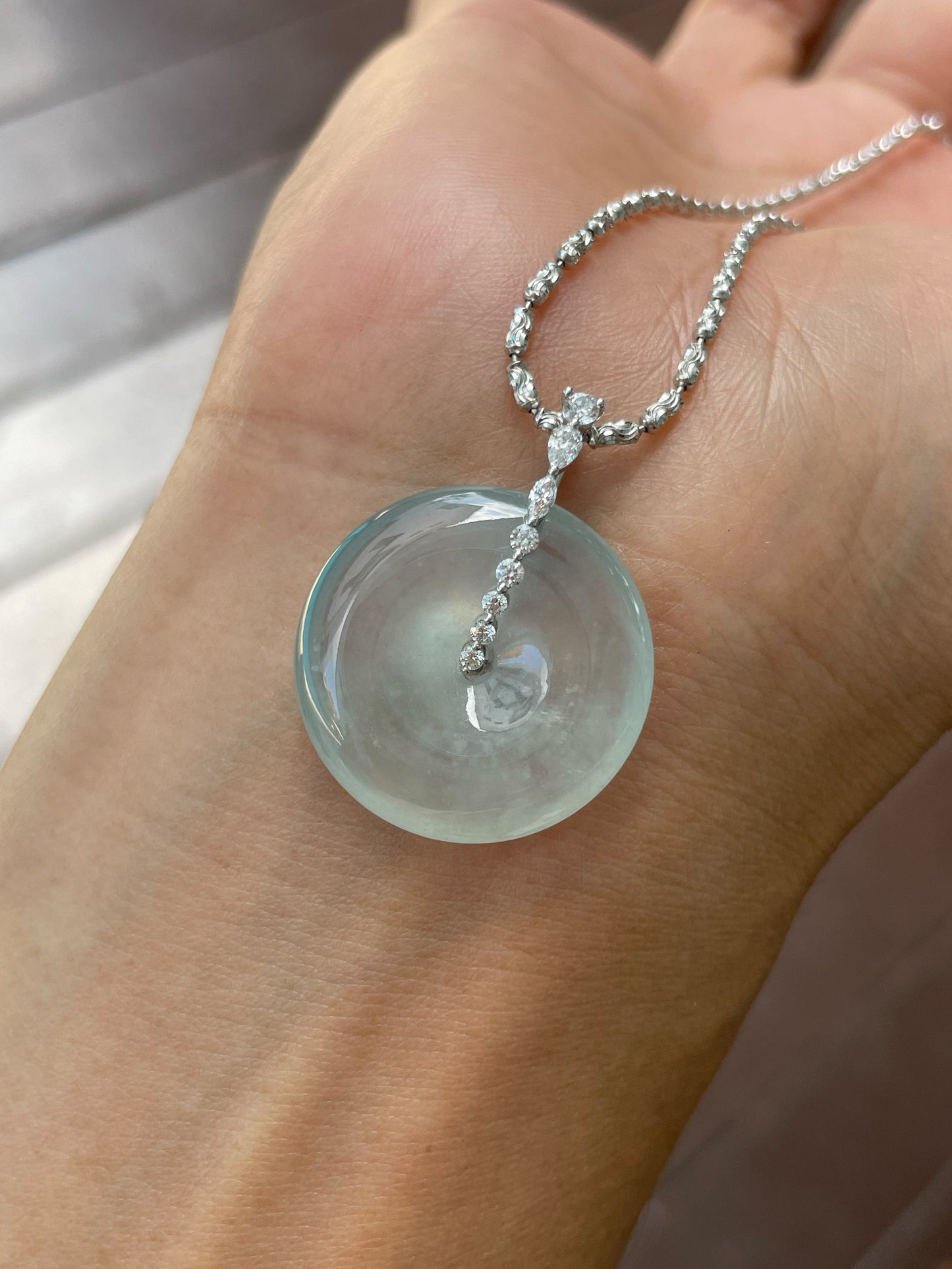 Icy Jadeite Safety Coin Pendant - 平安扣 (NJP107)