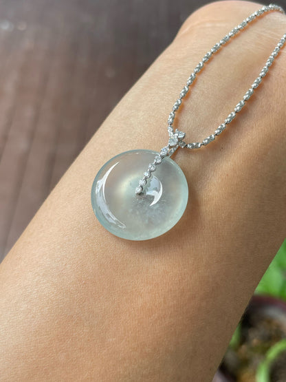 Icy Jadeite Safety Coin Pendant - 平安扣 (NJP107)