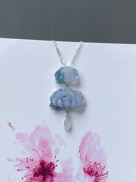 Lavender Jade Pendant - Lotus Flower (NJP179)