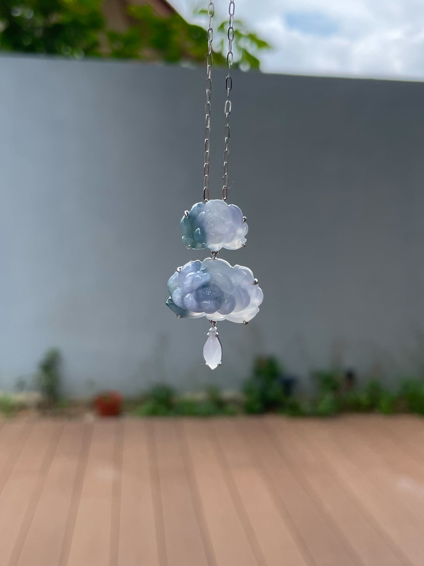 Lavender Jade Pendant - Lotus Flower (NJP179)