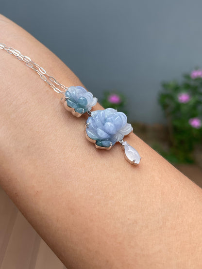 Lavender Jade Pendant - Lotus Flower (NJP179)